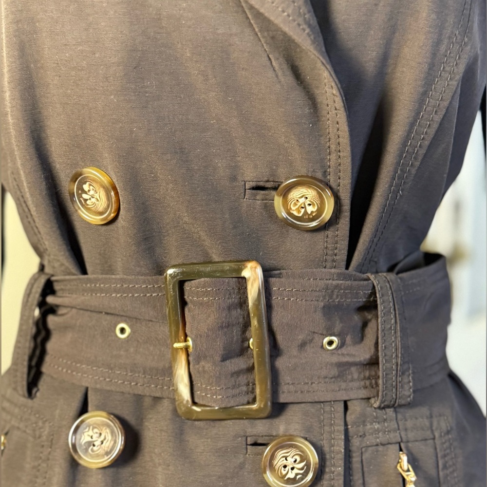 Classic Vintage Y2K Zara Basic Double-Breasted Chocolate Brown Trench Coat - Picture 6 of 9